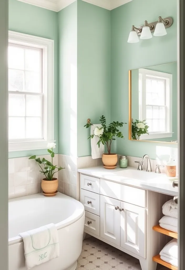 24 Fresh Bathroom Paint Color Ideas That'll Transform Your Space Instantly! - 1. Tranquil Seafoam Green