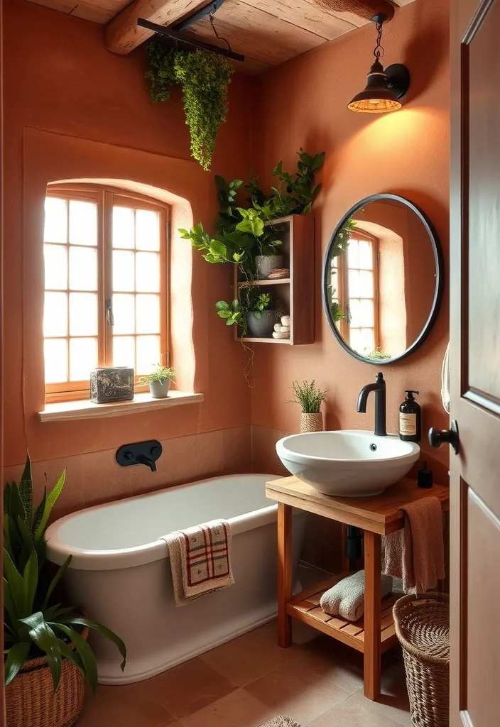 24 Fresh Bathroom Paint Color Ideas That'll Transform Your Space Instantly! - 17. Rustic Terracotta