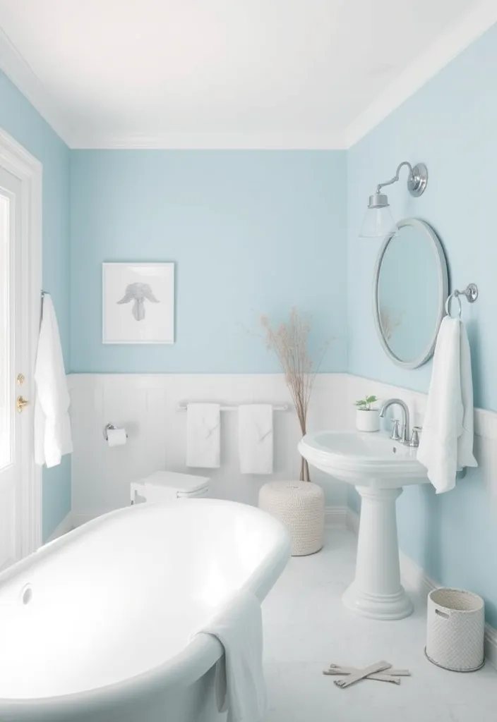 24 Fresh Bathroom Paint Color Ideas That'll Transform Your Space Instantly! - 18. Dreamy Sky Blue