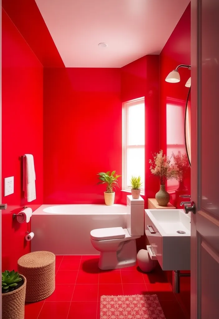 24 Fresh Bathroom Paint Color Ideas That'll Transform Your Space Instantly! - 21. Bold Red