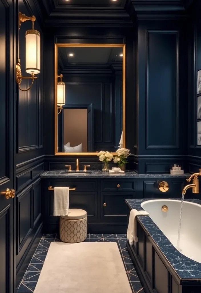 24 Fresh Bathroom Paint Color Ideas That'll Transform Your Space Instantly! - 8. Rich Navy Blue