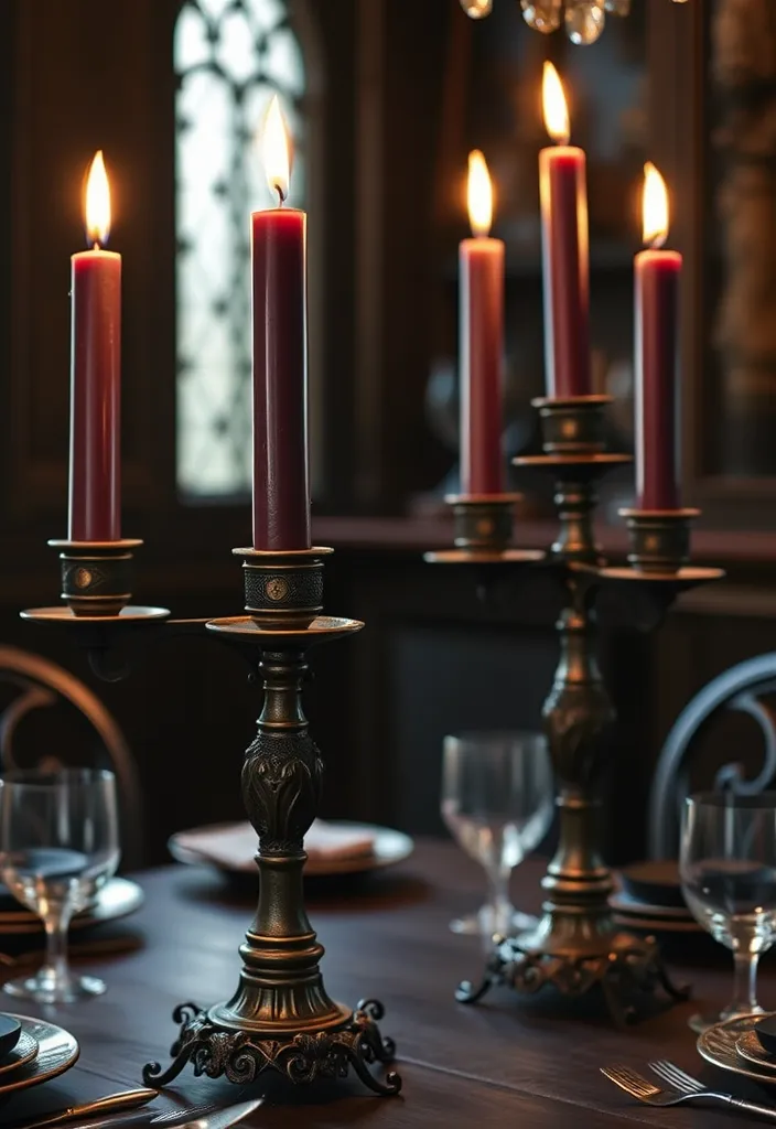 24 Gothic Decor Ideas That'll Transform Your Home into a Moody Masterpiece! - 12. Vintage Candlestick Holders