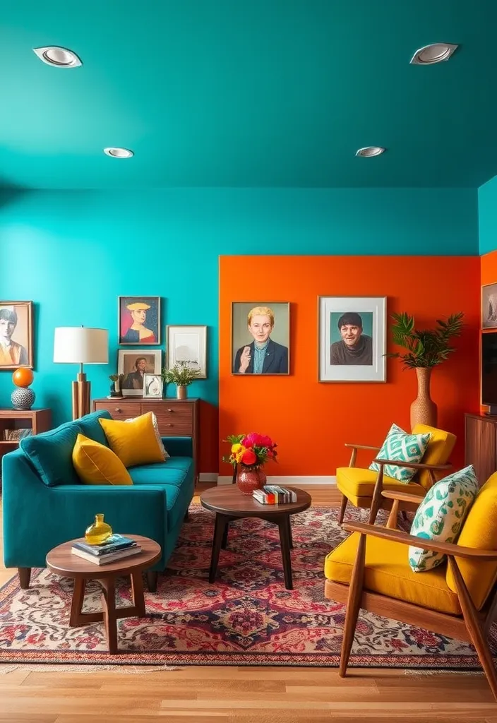 24 Mid Century Modern Living Room Ideas to Inspire Your Next Makeover! - 1. Retro Color Palette