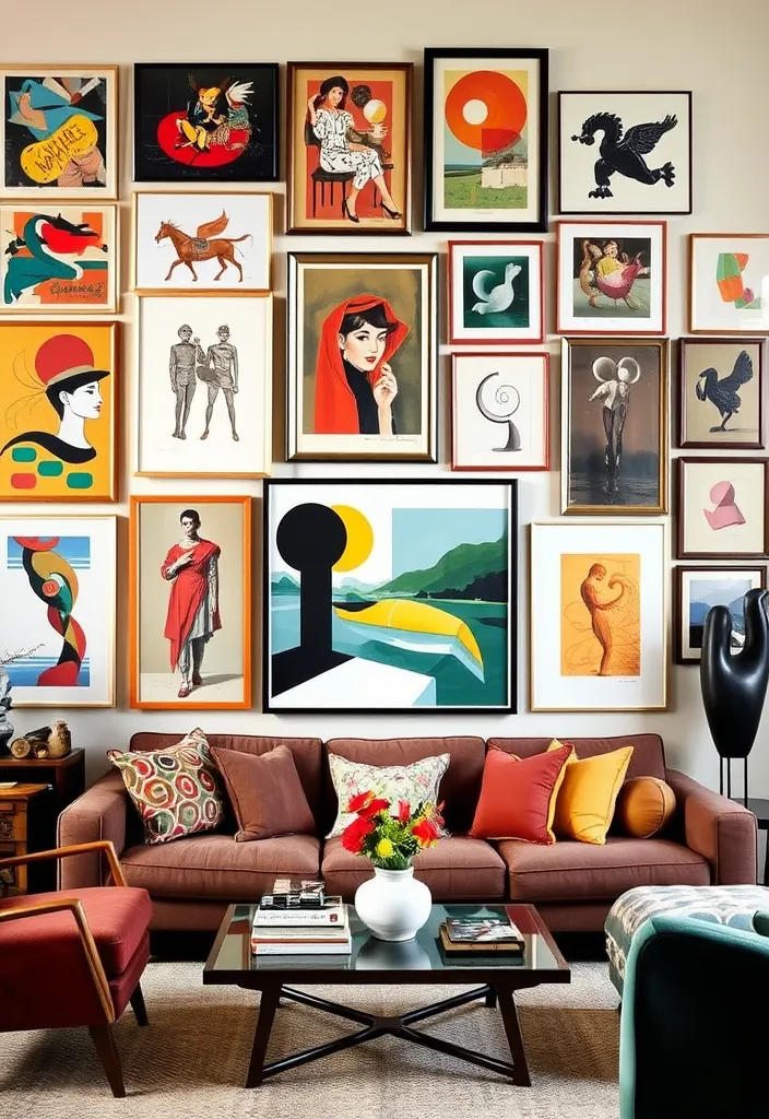 24 Mid Century Modern Living Room Ideas to Inspire Your Next Makeover! - 11. Fun with Wall Art