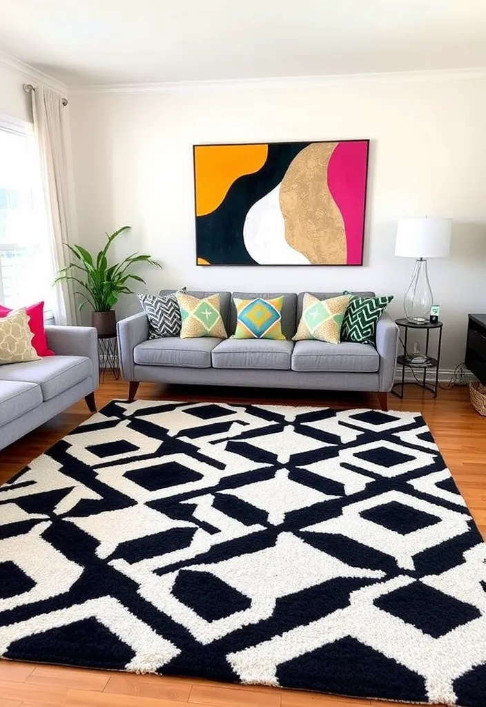 24 Mid Century Modern Living Room Ideas to Inspire Your Next Makeover! - 4. Geometric Patterns