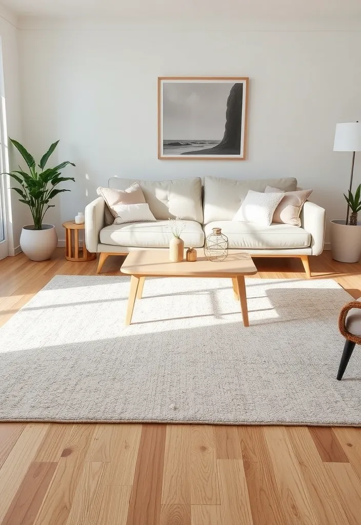 24 Scandinavian Living Room Ideas for Cozy Elegance - 9. Soft Area Rugs