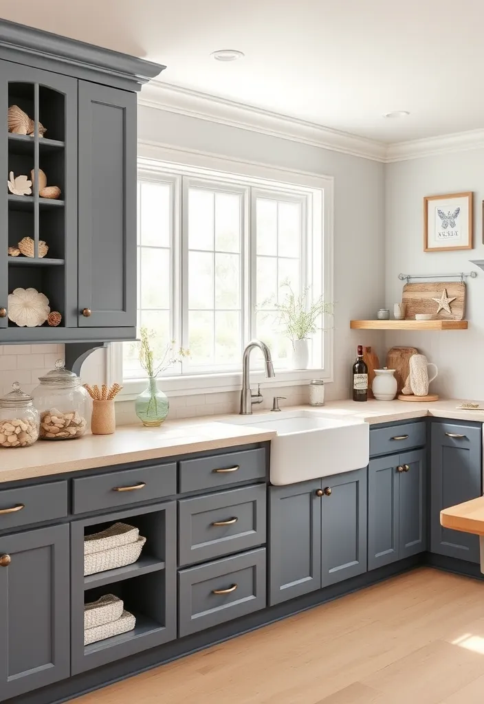 24 Stunning Blue Gray Kitchen Cabinet Ideas to Inspire You - 1. Coastal Chic