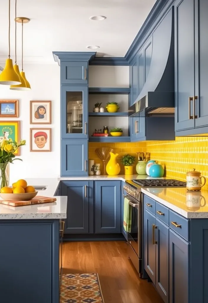 24 Stunning Blue Gray Kitchen Cabinet Ideas to Inspire You - 4. Bold Contrast