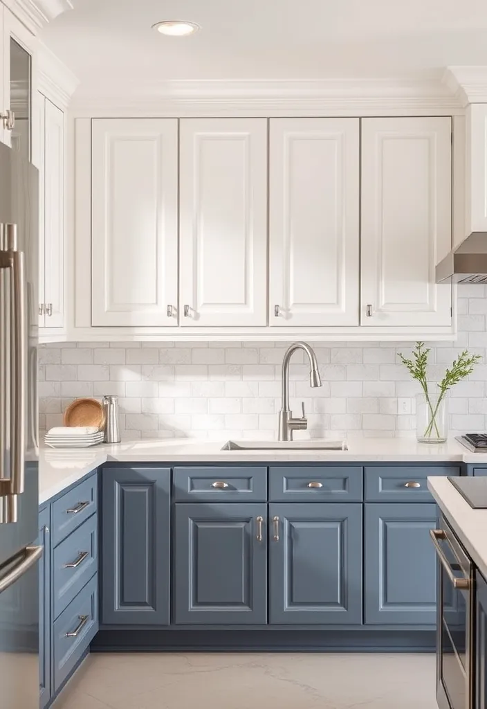 24 Stunning Blue Gray Kitchen Cabinet Ideas to Inspire You - 5. Classic White and Blue Gray