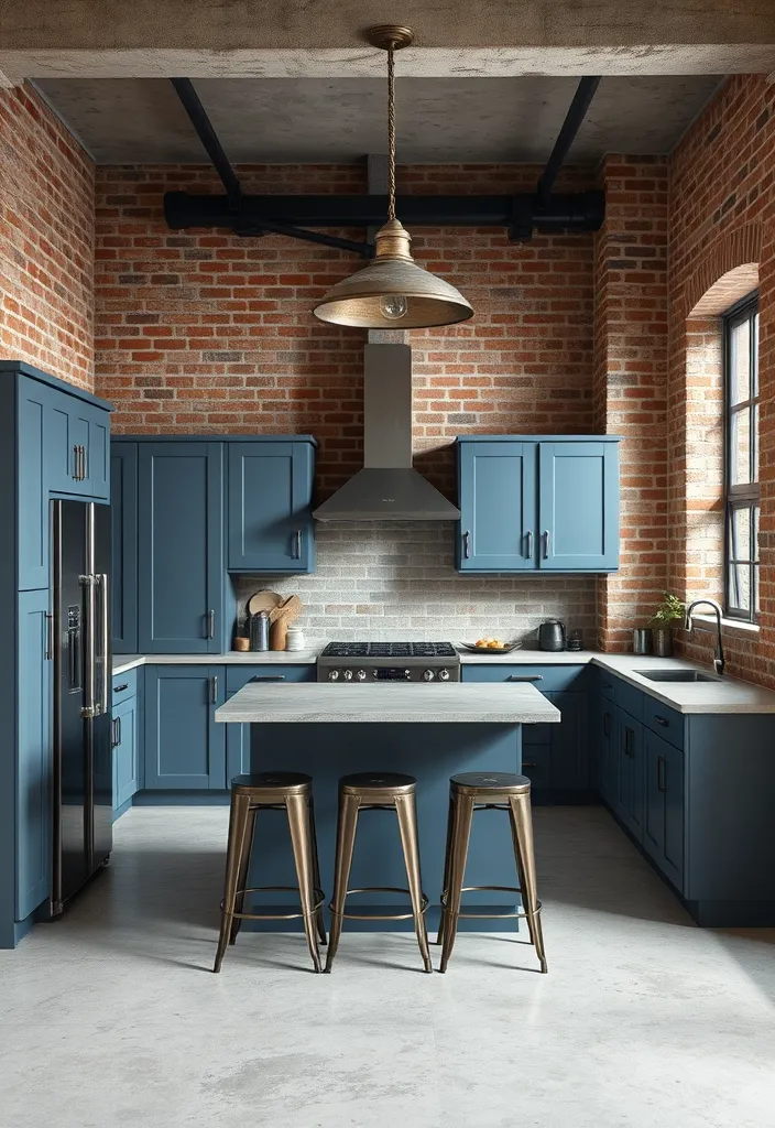 24 Stunning Blue Gray Kitchen Cabinet Ideas to Inspire You - 6. Industrial Edge