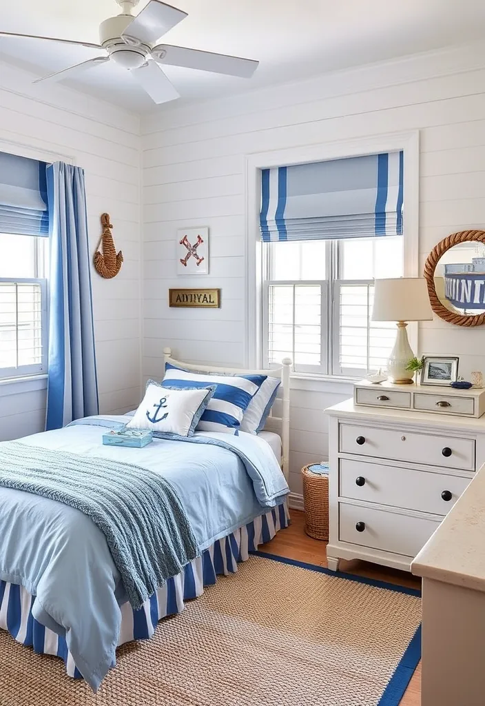 24 Stunning Corner Bed Designs to Maximize Your Space (You’ll Love #12!) - 15. Nautical-Themed Corner Bed