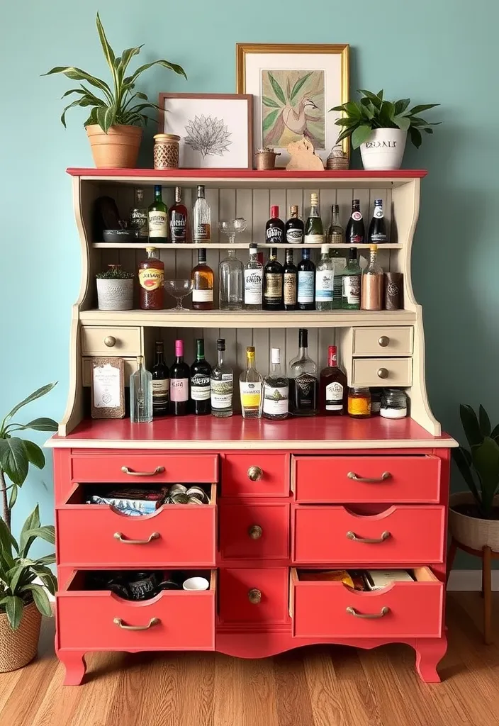 24 Stylish DIY Bar Shelf Ideas for Your Home Bar Designs - 21. Unique Drawer Bar Shelf