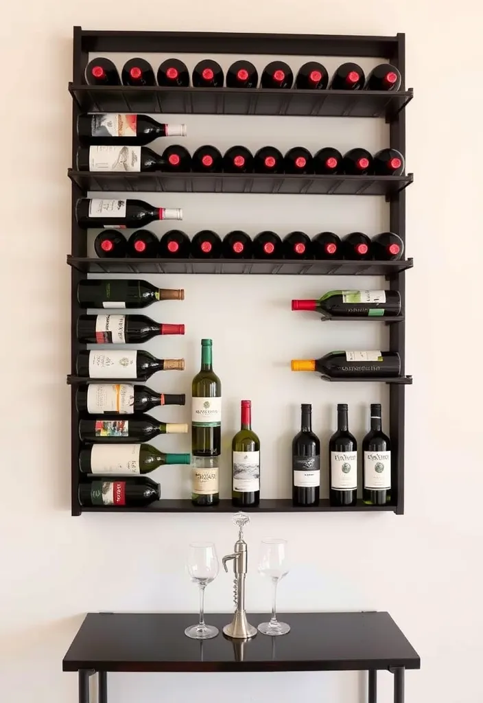 24 Stylish DIY Bar Shelf Ideas for Your Home Bar Designs - 9. Wall-Mounted Wine Racks