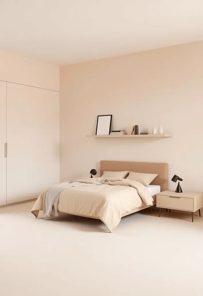 25 Beige Bedroom Ideas for Stylish Serenity - 3. Minimalist Beige Spaces