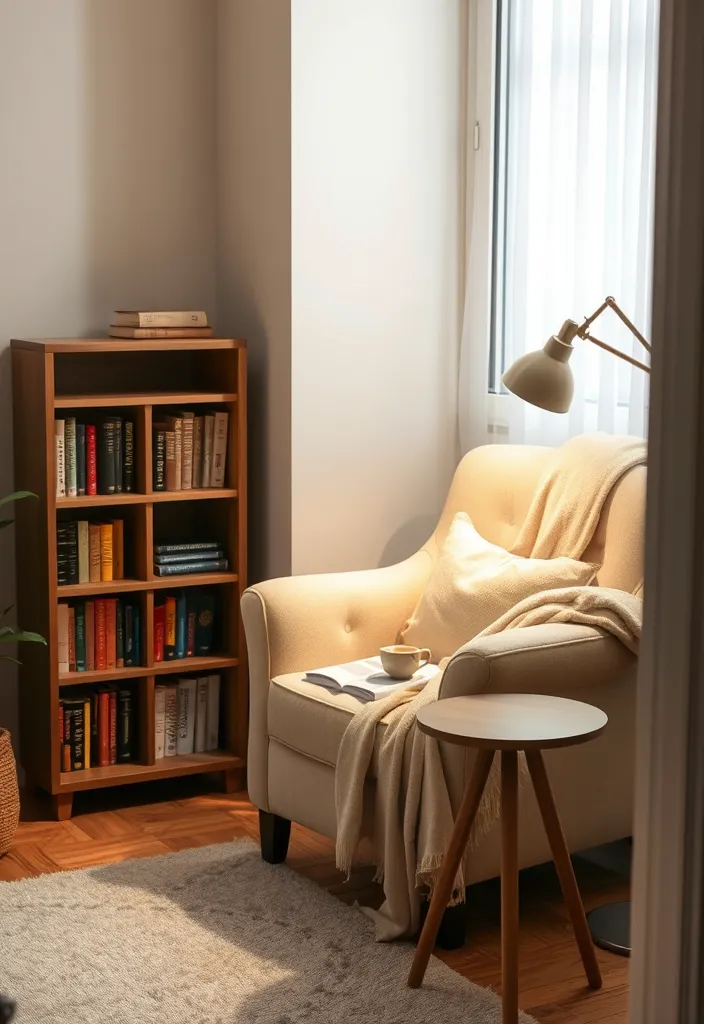 25 Beige Bedroom Ideas for Stylish Serenity - 9. Cozy Reading Nook