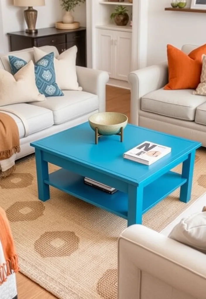 25 Best Chic and Sleek Minimalist Coffee Tables You Need in Your Life! - 8. Bold Color Statements