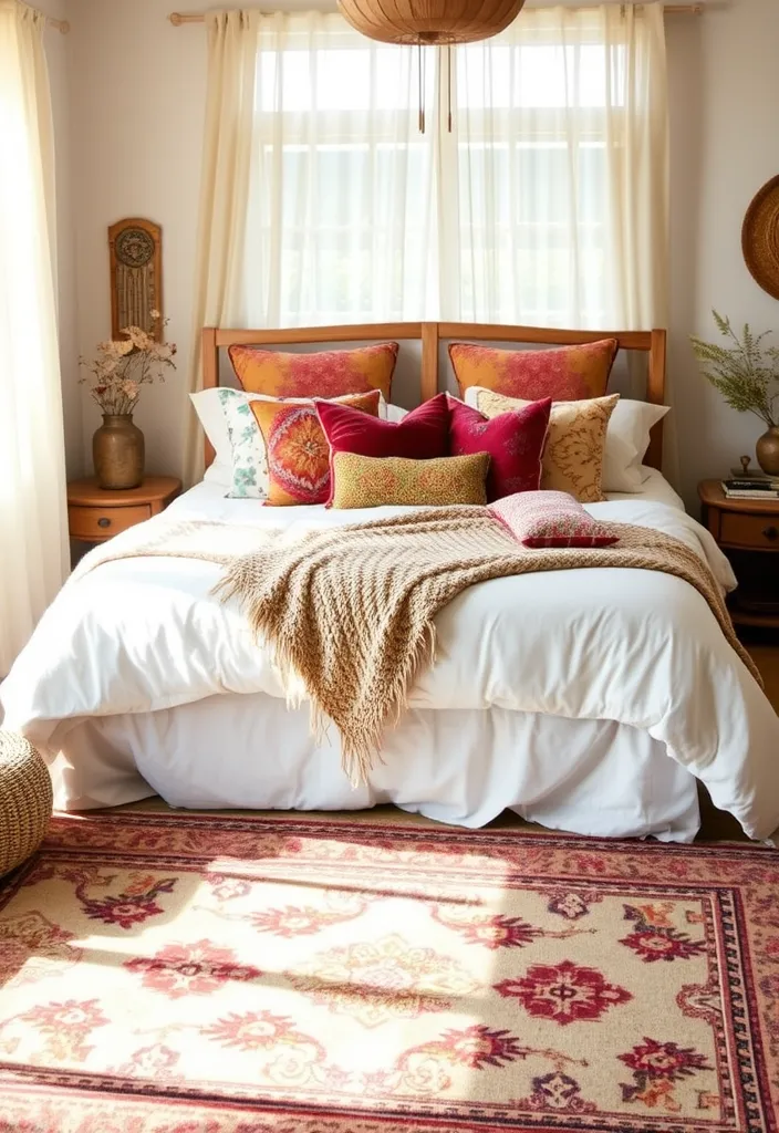 25 Boho Bedroom Ideas: Layer Textures & Eclectic Accents - 1. Layered Textiles