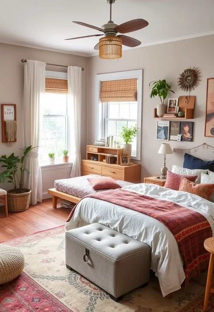 25 Boho Bedroom Ideas: Layer Textures & Eclectic Accents - 21. Multi-functional Spaces