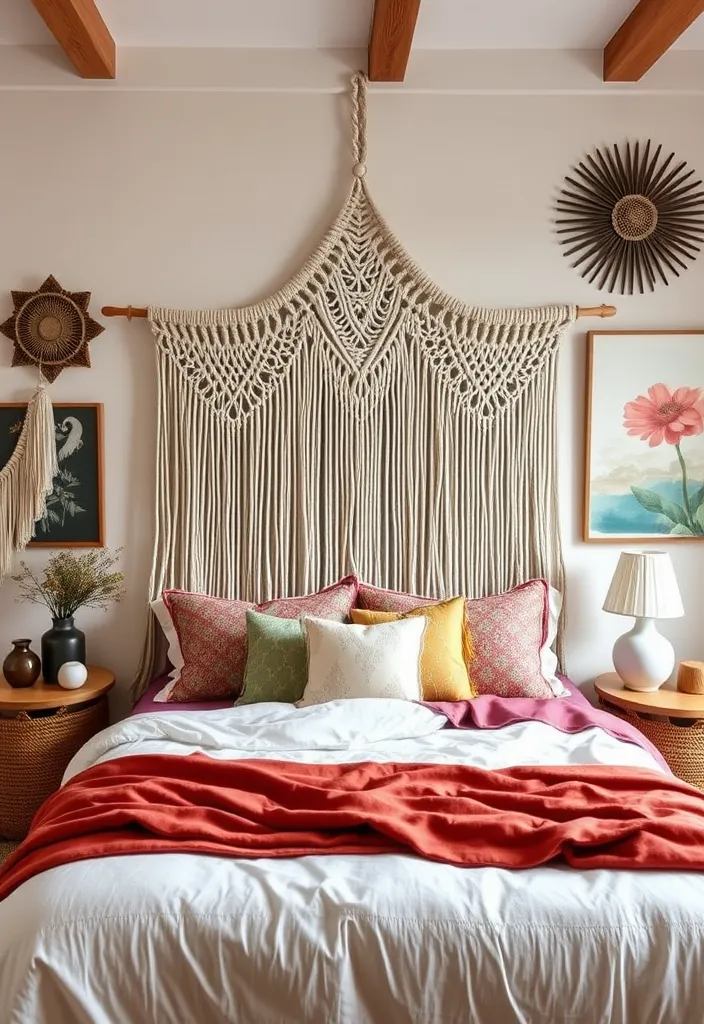 25 Boho Bedroom Ideas: Layer Textures & Eclectic Accents - 8. Unique Headboards