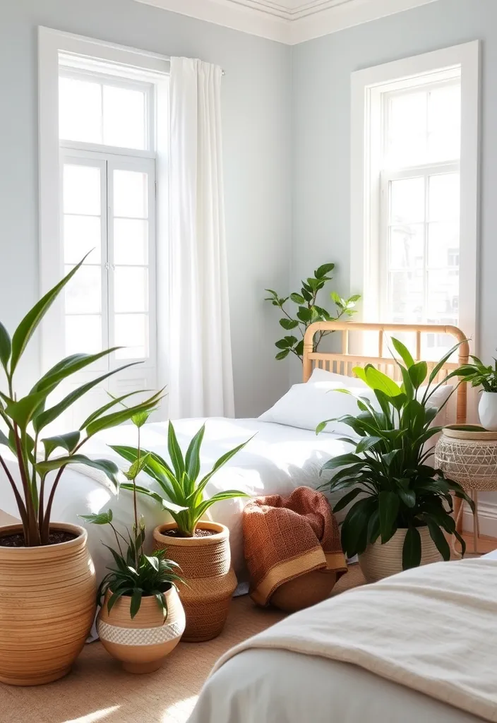 25 Coastal Bedroom Ideas for Dreamy Beach Vibes - 11. Indoor Plants