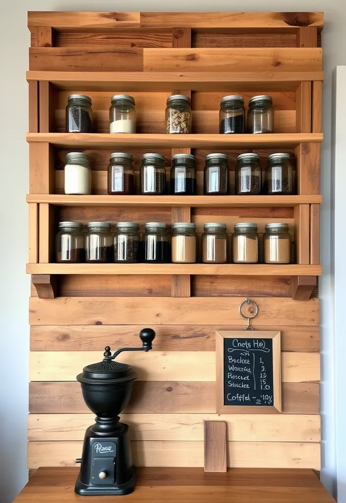 25 Creative DIY Home Coffee Bar Ideas to Perk Up Your Mornings - 1. Rustic Wooden Pallet Bar