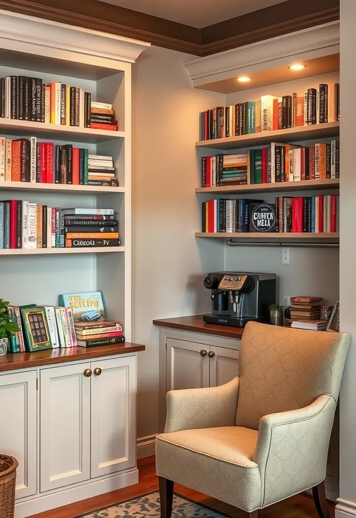 25 Creative DIY Home Coffee Bar Ideas to Perk Up Your Mornings - 12. Coffee and Book Nook