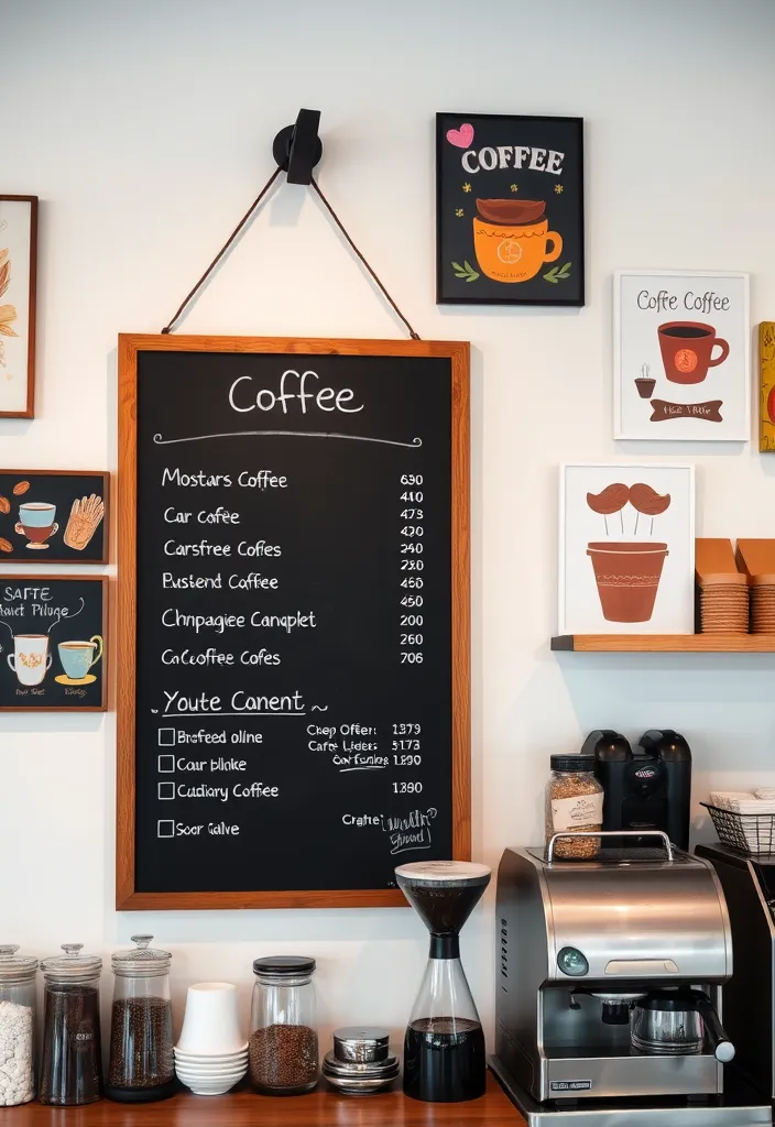 25 Creative DIY Home Coffee Bar Ideas to Perk Up Your Mornings - 5. Chalkboard Coffee Menu