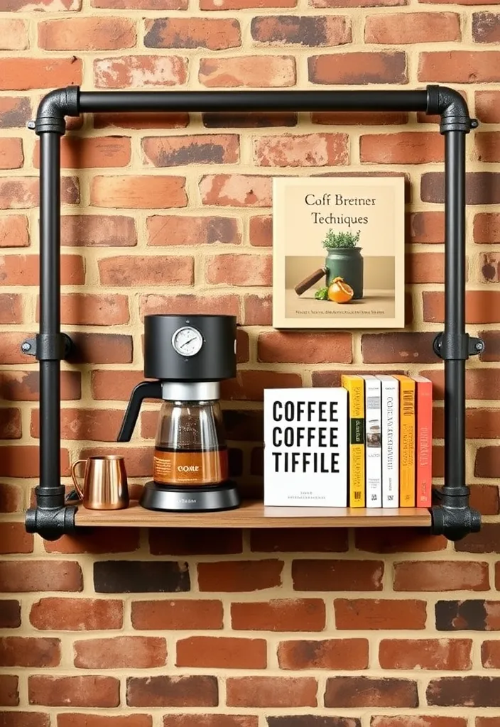 25 Creative DIY Home Coffee Bar Ideas to Perk Up Your Mornings - 6. Industrial Pipe Shelf