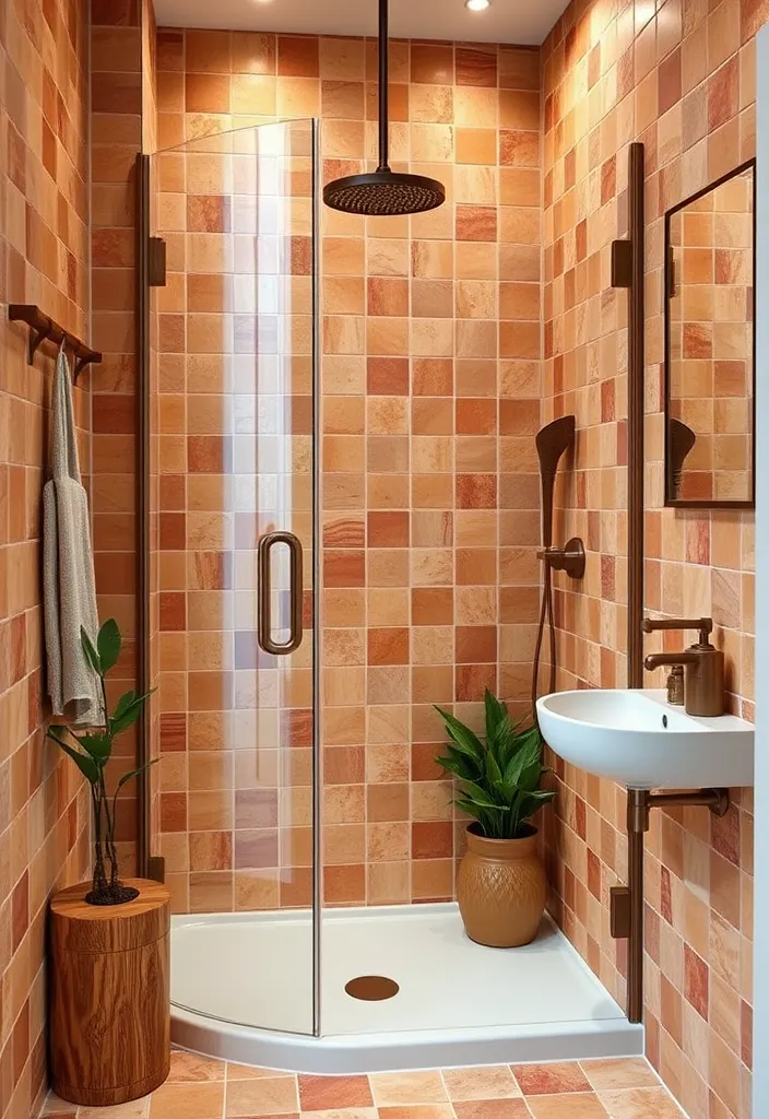 25 Creative Small Bathroom Shower Tile Ideas You'll Love - 12. Warm Earthy Tones