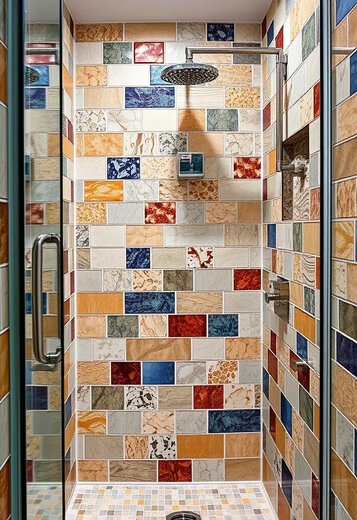 25 Creative Small Bathroom Shower Tile Ideas You'll Love - 18. Mixed Materials