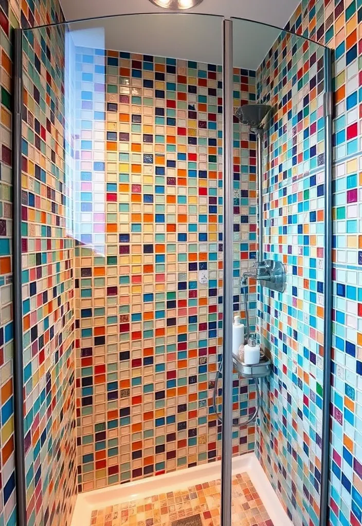 25 Creative Small Bathroom Shower Tile Ideas You'll Love - 6. Mosaic Magic