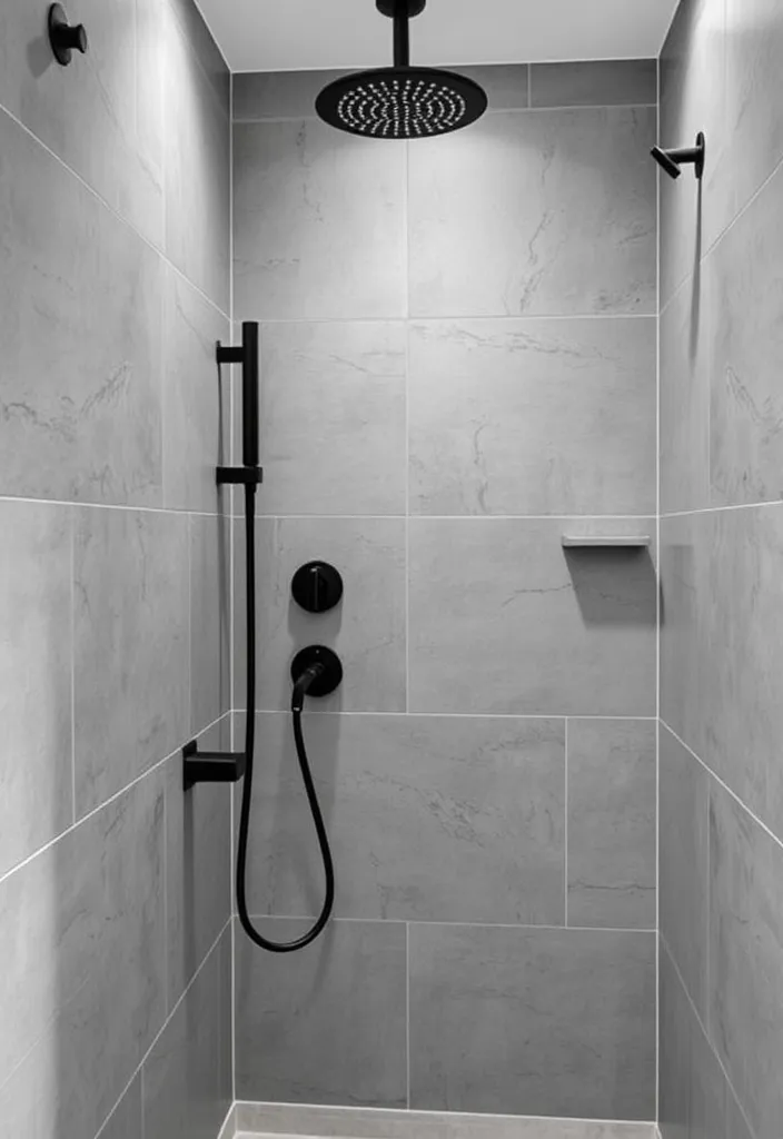 25 Creative Small Bathroom Shower Tile Ideas You'll Love - 7. Large Format Tiles