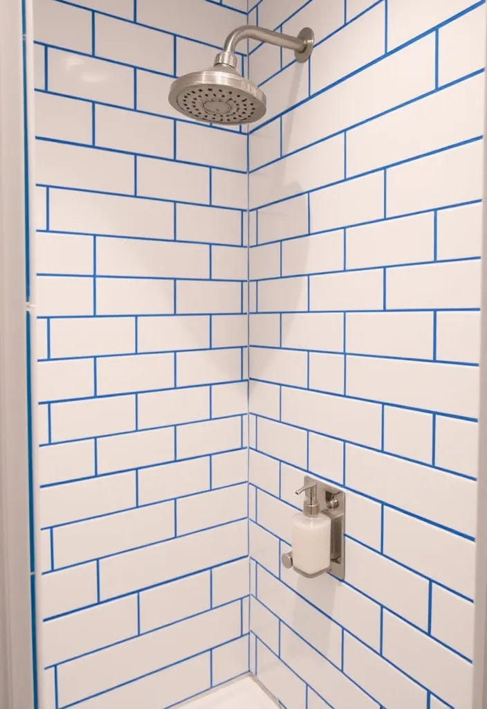 25 Creative Small Bathroom Shower Tile Ideas You'll Love - 8. Colorful Grout Lines