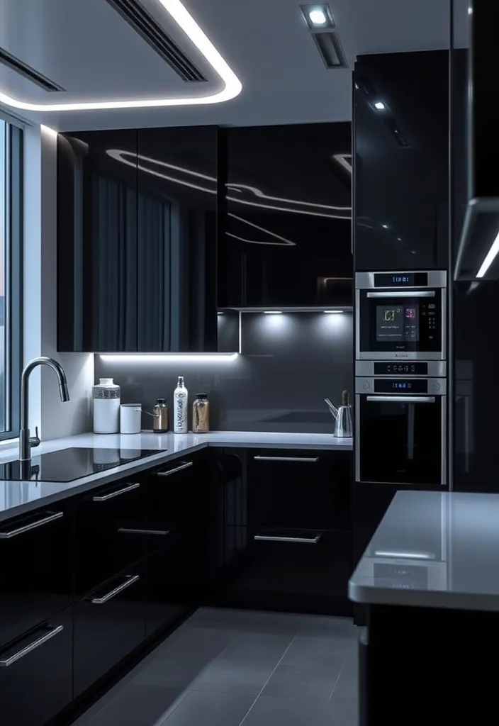 25 Striking Black Kitchen Cabinet Ideas That Add Depth Without the Dark! - 11. Integrating Smart Technology