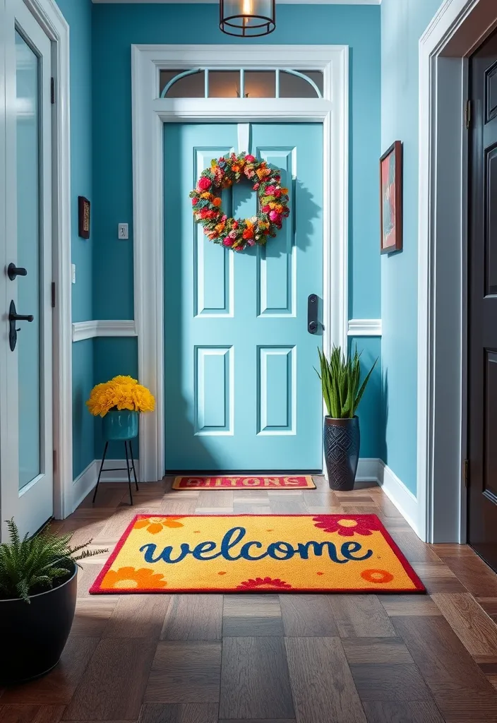 25 Stunning Entryway Decor Ideas to Transform Your Home from Drab to Fab! - 13. Colorful Welcome Mats