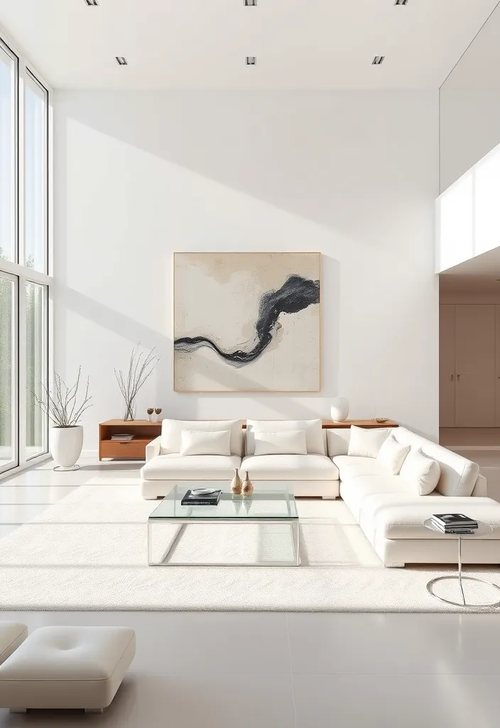 25 Stunning Luxury White Living Rooms That Will Make Your Jaw Drop - 1. Minimalist Elegance