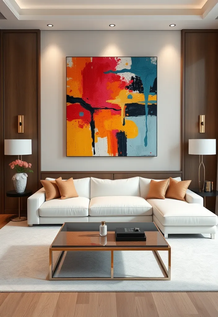 25 Stunning Luxury White Living Rooms That Will Make Your Jaw Drop - 4. Statement Artwork