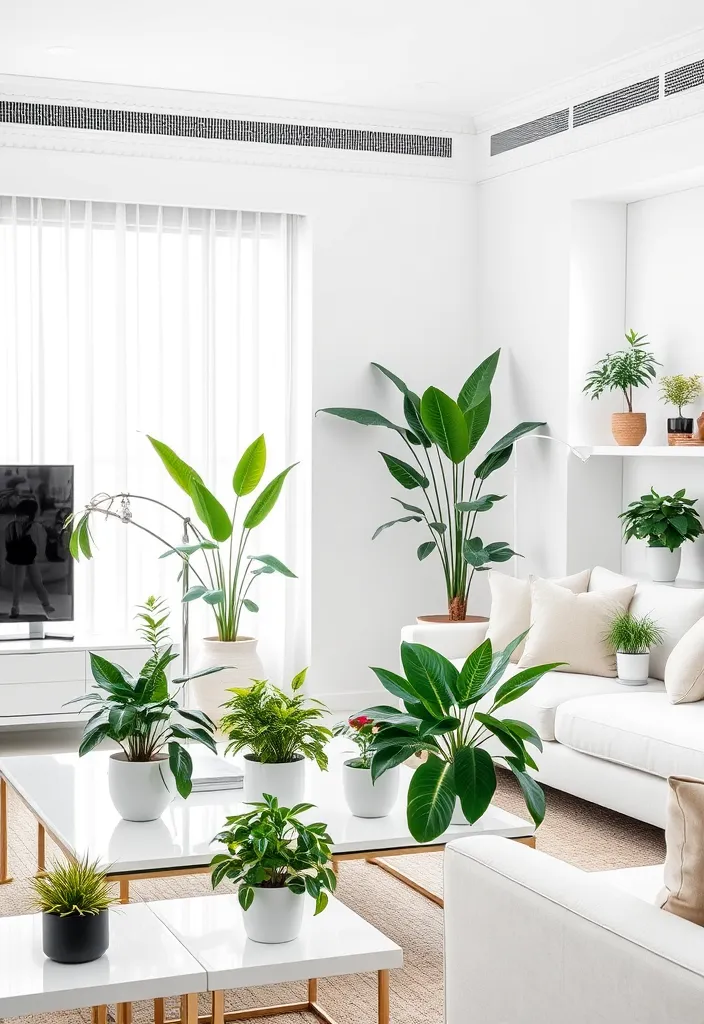 25 Stunning Luxury White Living Rooms That Will Make Your Jaw Drop - 5. Indoor Plants