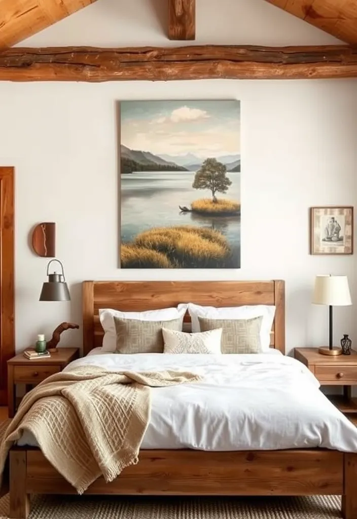 26 Cozy Rustic Bedroom Ideas That Will Inspire Your Next Home Makeover! - 11. Rustic Wall Art