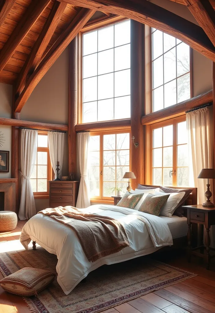 26 Cozy Rustic Bedroom Ideas That Will Inspire Your Next Home Makeover! - 15. Skylights and Large Windows