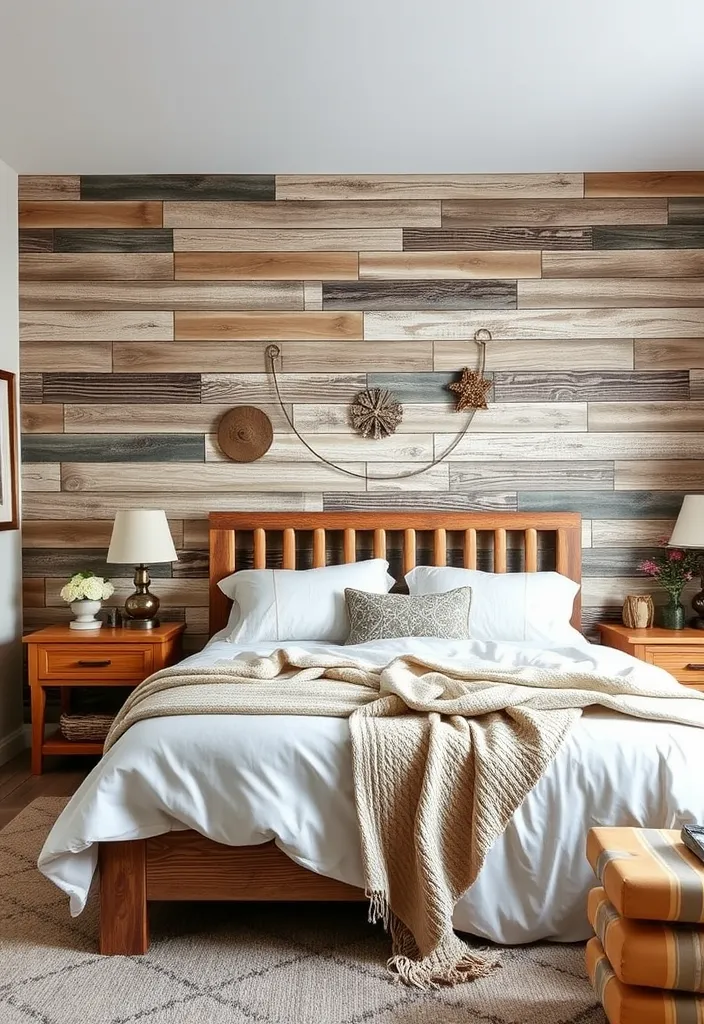 26 Cozy Rustic Bedroom Ideas That Will Inspire Your Next Home Makeover! - 20. Rustic Wallpaper