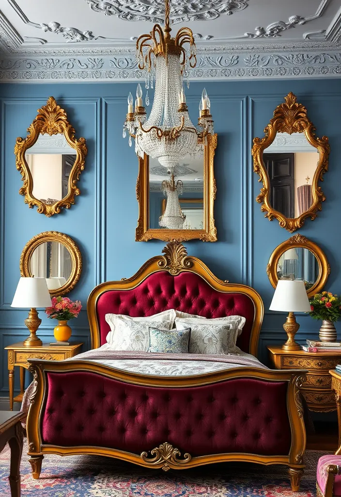 26 French Blue Bedroom Ideas for Timeless Elegance That Will Leave You Breathless! - 2. Vintage Glamour