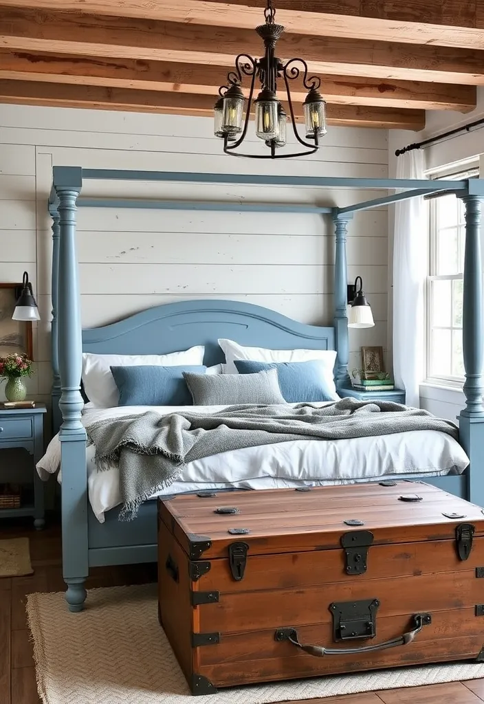 26 French Blue Bedroom Ideas for Timeless Elegance That Will Leave You Breathless! - 5. Rustic Farmhouse