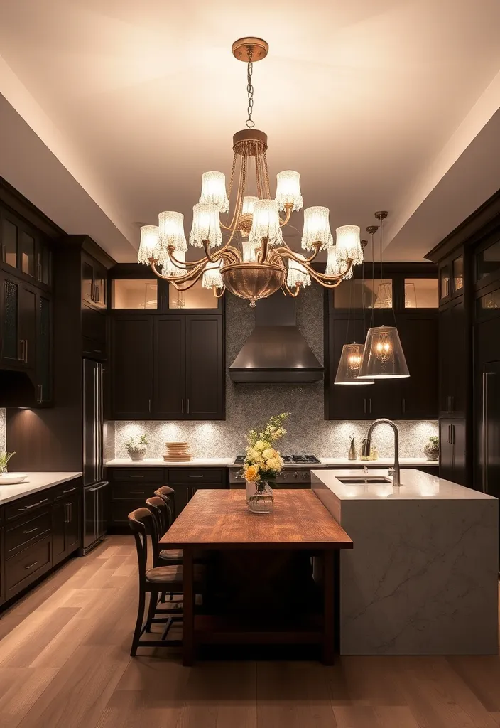 26 Luxury Kitchens That Will Make You Wish You Could Cook Every Day! - 6. Statement Lighting Fixtures