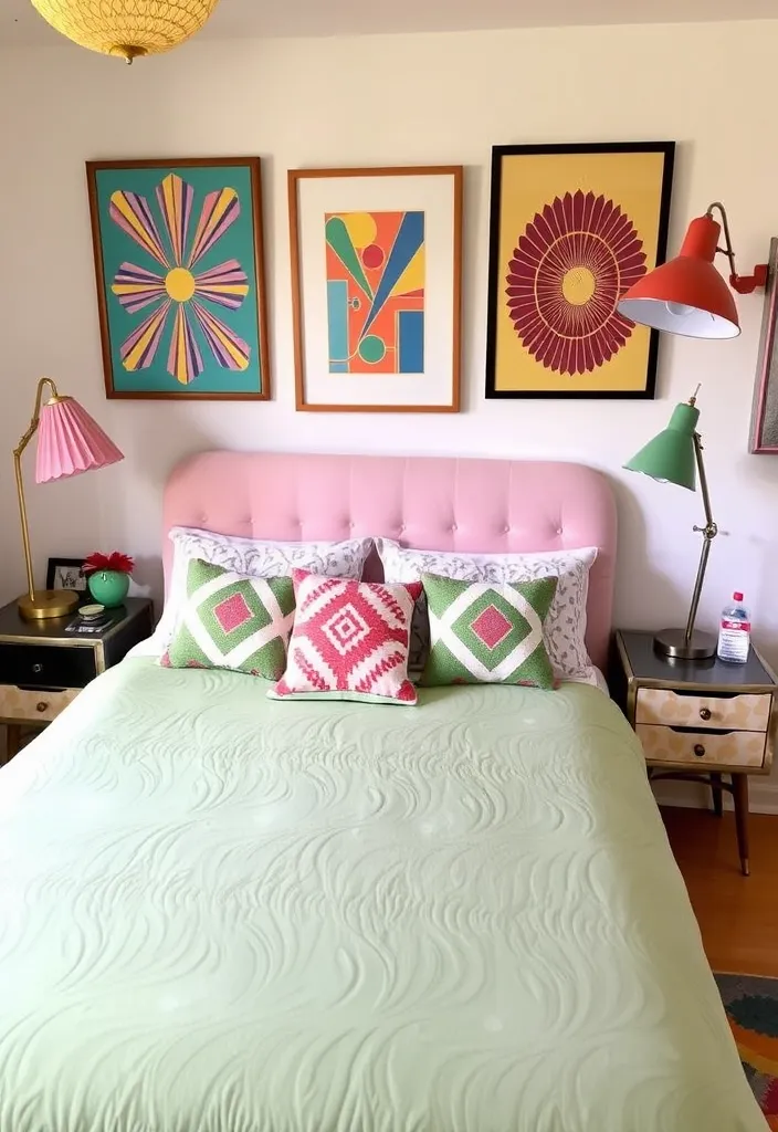 26 Sage Green Bedroom Ideas That'll Make You Want to Redecorate ASAP! - 13. Retro Revival