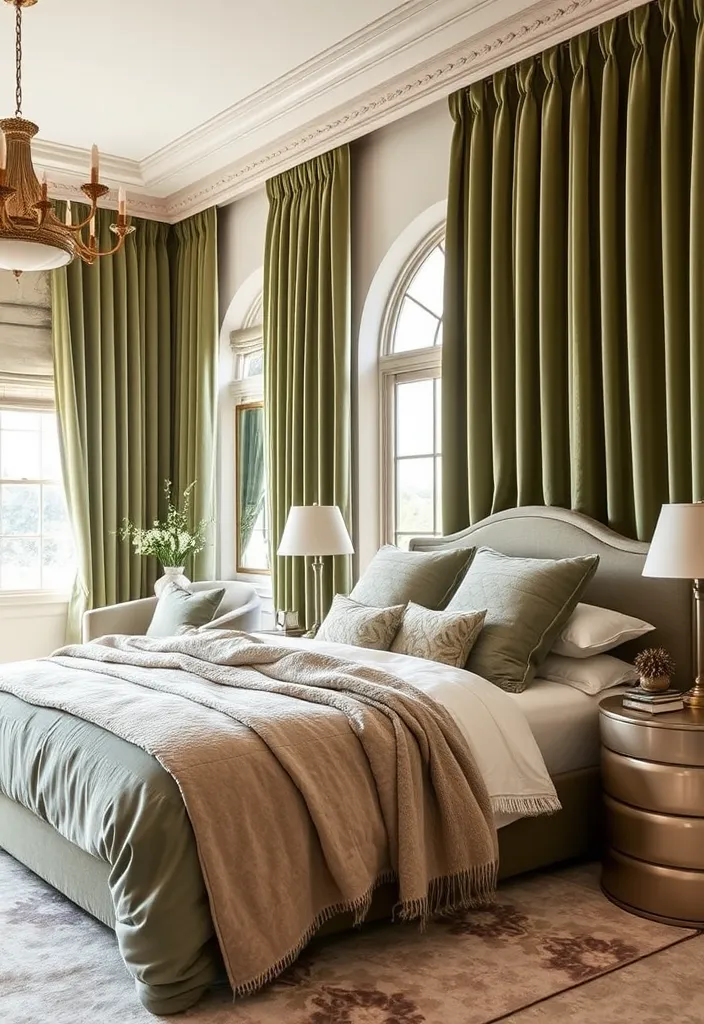 26 Sage Green Bedroom Ideas That'll Make You Want to Redecorate ASAP! - 16. Luxe Textiles