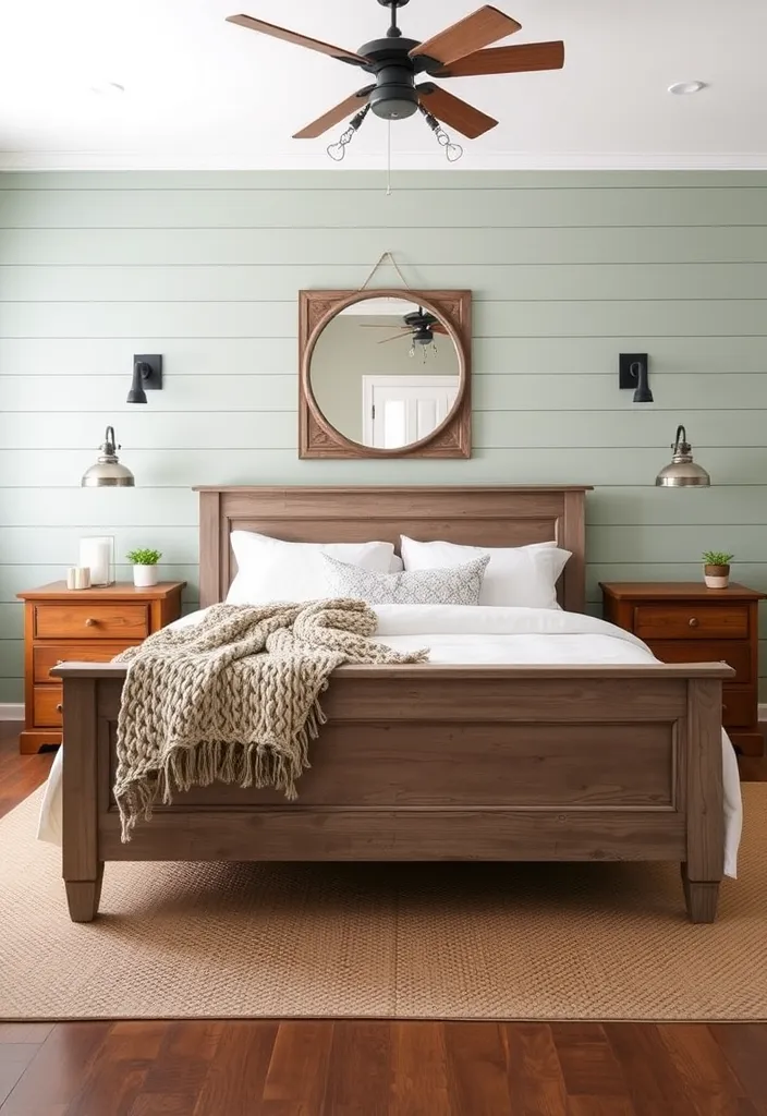 26 Sage Green Bedroom Ideas That'll Make You Want to Redecorate ASAP! - 3. Modern Farmhouse Retreat