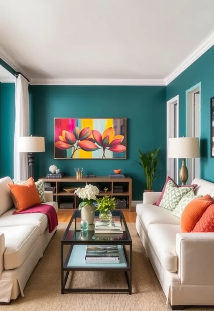 26 Small Space Living Room Ideas That Maximize Every Inch (You Won't Believe #10!) - 10. Bold Accent Colors