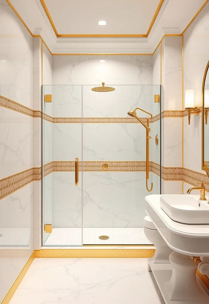 26 Stylish Shower Tile Trim Ideas That Will Transform Your Bathroom into a Spa Oasis! - 11. Luxurious Gold Trim