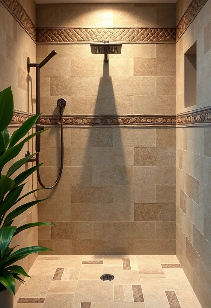 26 Stylish Shower Tile Trim Ideas That Will Transform Your Bathroom into a Spa Oasis! - 12. Natural Stone Mosaic Trim